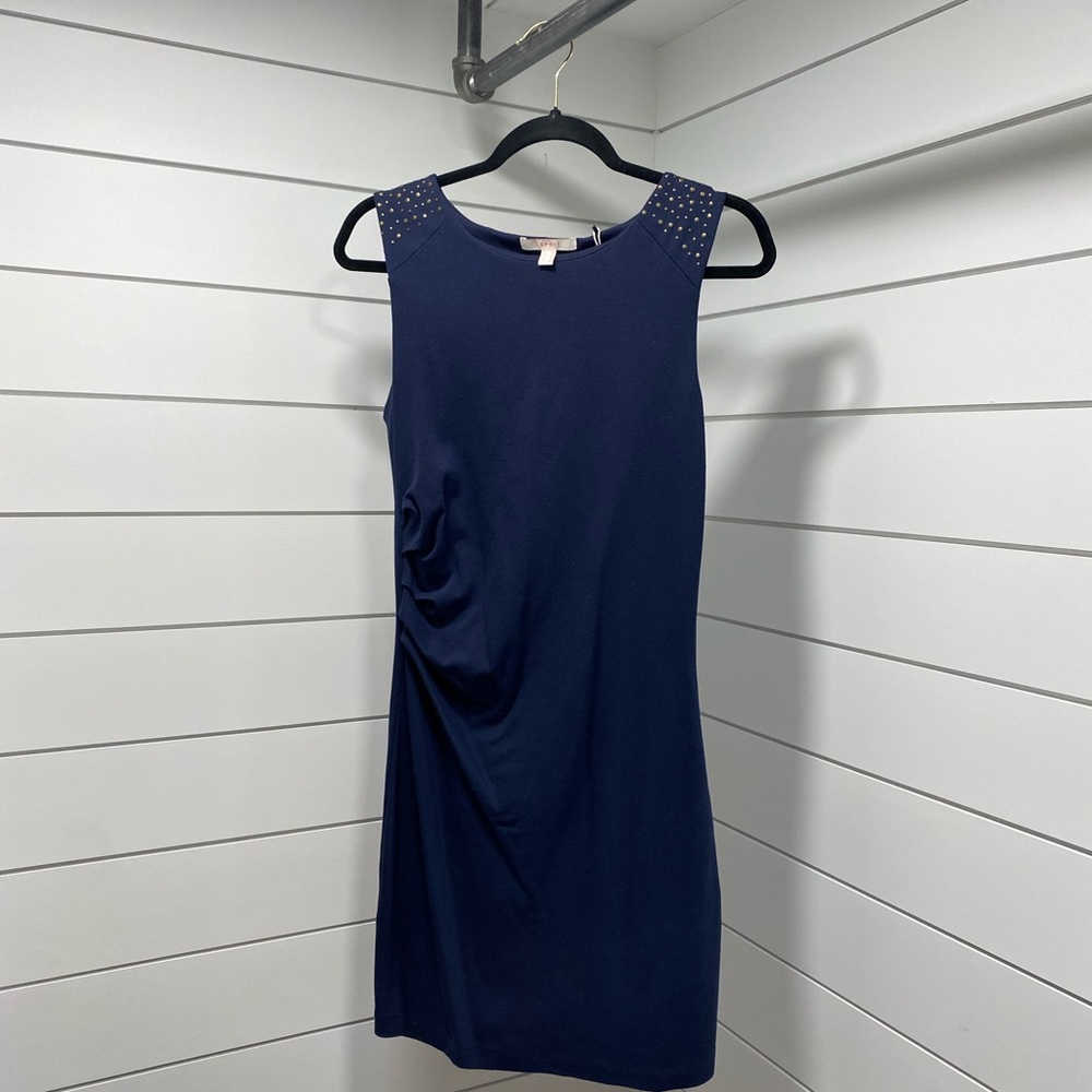 Navy blue side slouched navy dress